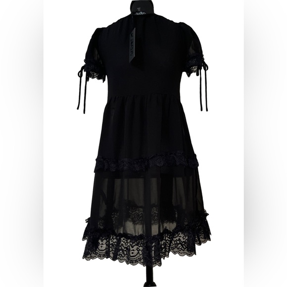 Dolls Kill / WIDOW Mesh Layered Lace Sheer Babydoll Dress - Picture 2 of 4